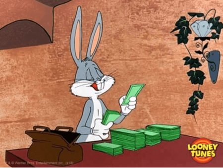 Bugs Bunny counting money