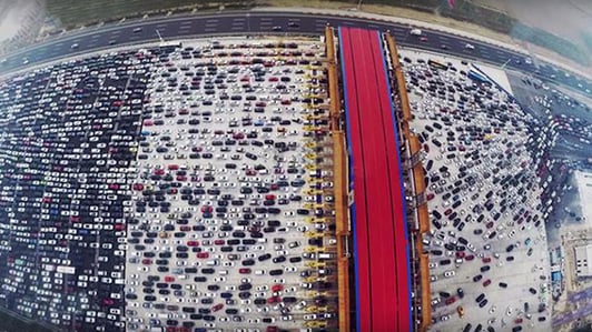 Taffic Jam at toll booth representing a DDoS attack