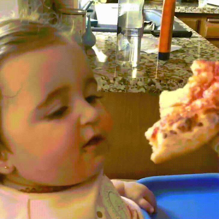 Tricking a baby with pizza to represent a Phishing scam