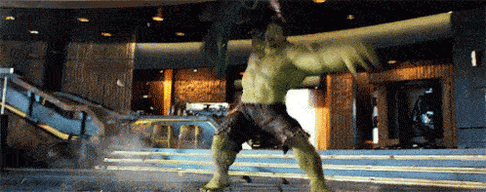The Hulk smashing Loki into the ground